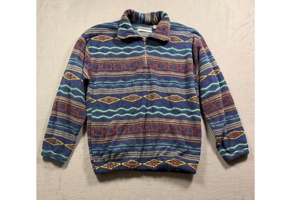 Vintage Golf Classics Fleece Pullover Mens Medium Aztec Geometric 1/4 Zip 90s